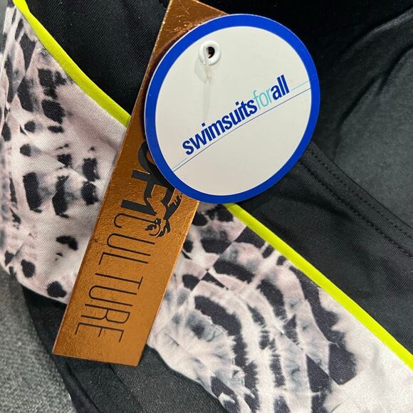 Swimsuits For All Tropiculture Bikini Top Women 22 Black Gray Abstract Underwire - Picture 9 of 9